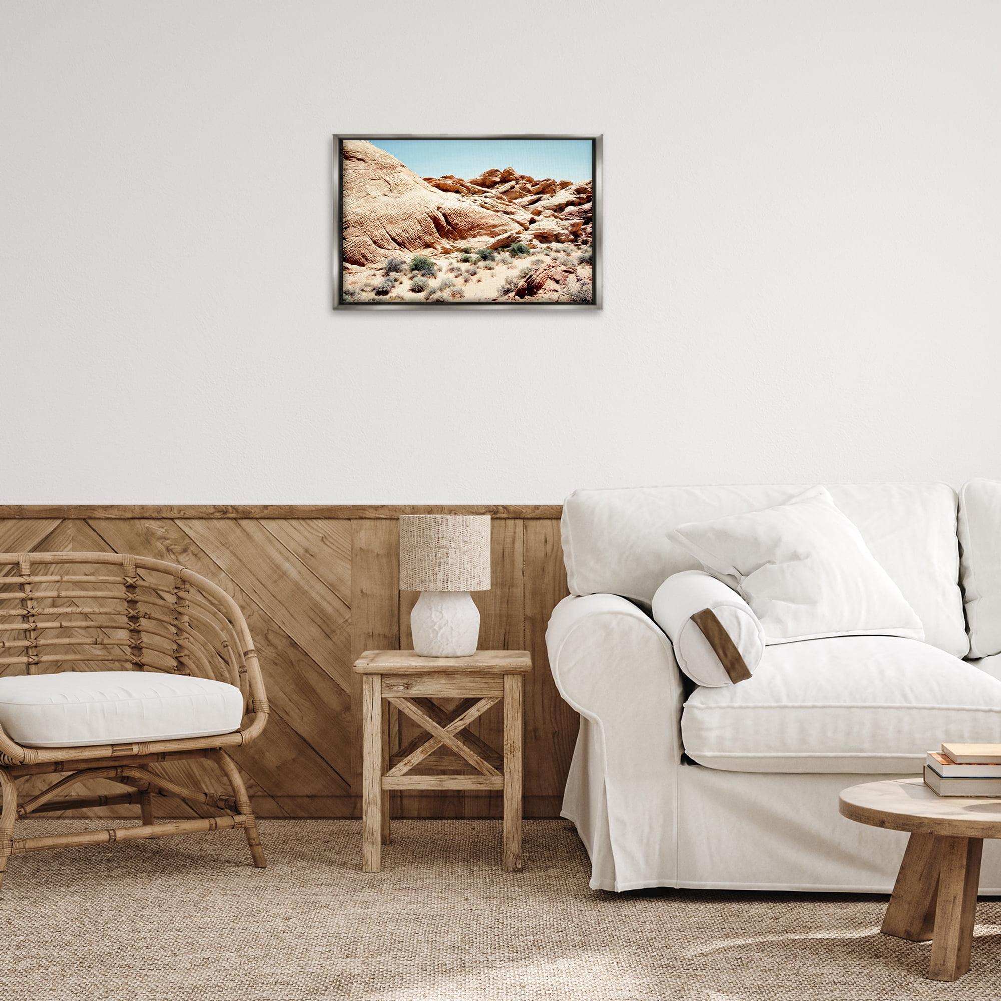 Stupell Industries Arid Desert Scenery Landscape & Nature Photography Gray Floater Framed Canvas Art Print Wall Art, 25 x 17