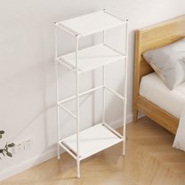 Freestanding Coat Rack Hall Tree with 2 Shelves & Hooks | White or Black Corner Closet Organizer | Entryway Bedroom Storage (67.3" H x 22.4" W) | Plastic & Stainless Steel Construction