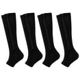 thumbnail image 1 of CSChome Women Zipper Compression Socks 2 Pairs Women Men Side Zipper Compression 15-20 mmHg Open Toe Knee High Support Varicose Vein Run, 1 of 6
