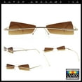 thumbnail image 2 of Womens Avant Garde Jewel Rhinestone Cross Bar Metal Rimless Rectangle Sunglasses Gold - Brown, 2 of 7