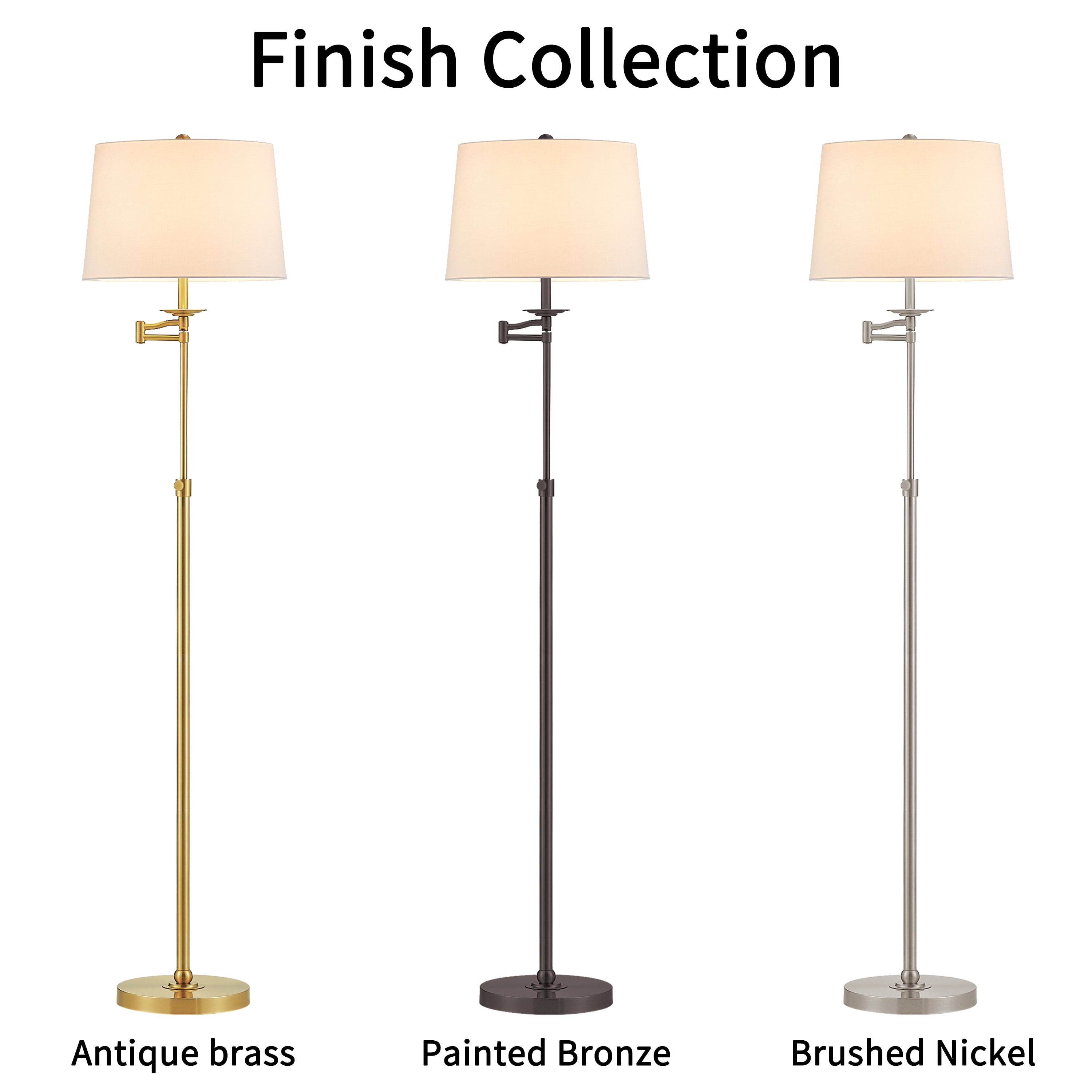 KAWOTI 64.5" Adjustable Floor Lamp with Swing Arm, 3-Way Dimmable Standing Floor Lamp for Living Room Bedroom（Bronze）