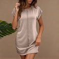 thumbnail image 1 of Ovzne Robes d'Été pour Femmes 2025 Robe d'Été Robe Décontractée pour Femme Couleur Unie Col Rond Manches Courtes Robe Décontractée Robe Grande Taille Manches Courtes Liquidation, 1 of 7