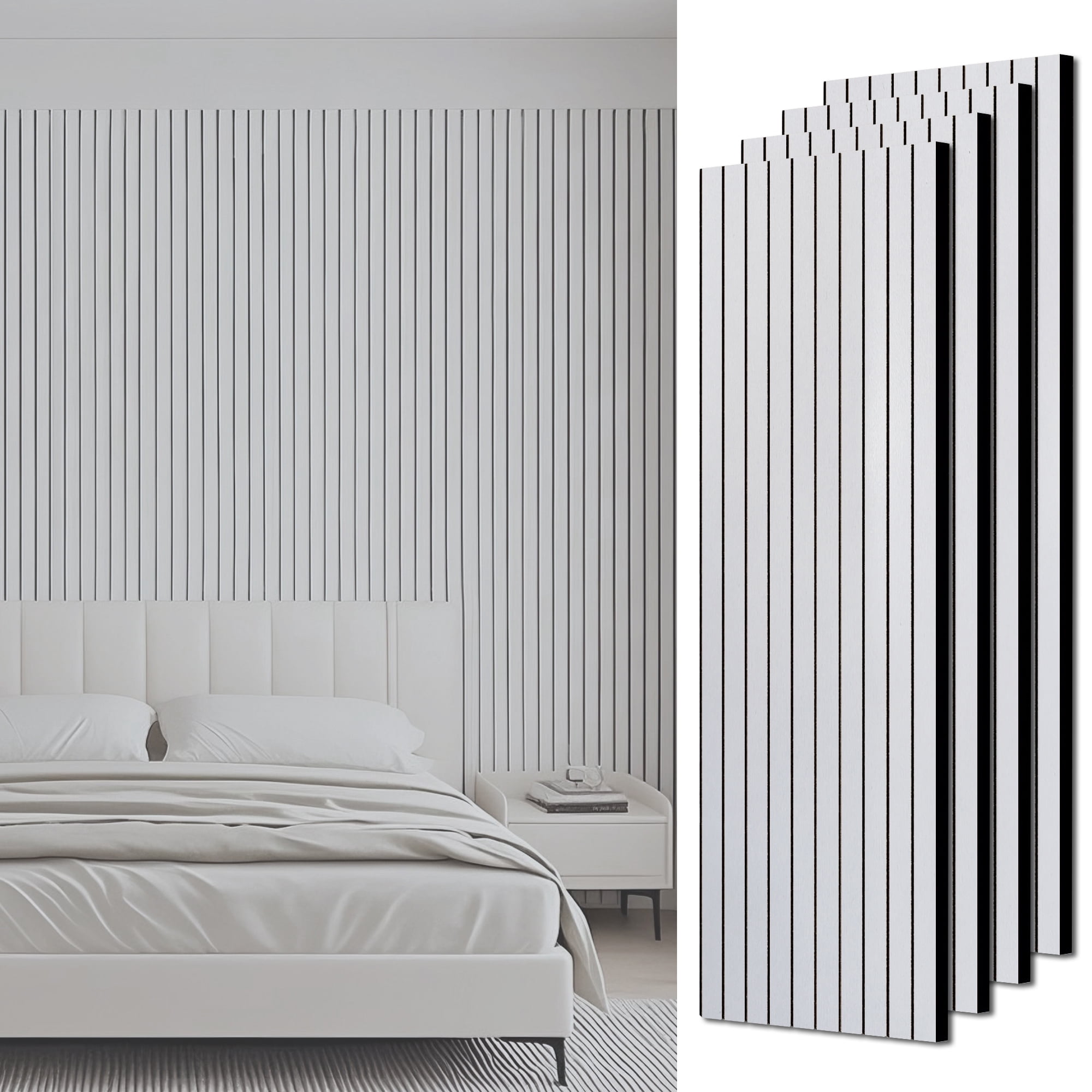 Whose Lamp 47.2"x23.6" White Acoustic Wall Panels 4-Pack Soundproof Noise Reduction Panels for Bedroom,Living Room