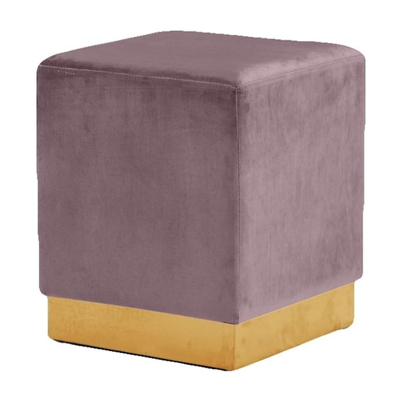 Velvet Ottoman Stool - Upholstered Footrest with Metal Base - 14.5" x 14.5" x 17.5"