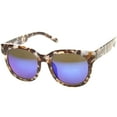 thumbnail image 2 of sunglassLA - Oversize Block Tortoise Print Mirror Lens Square Horn Rimmed Sunglasses - 53mm, 2 of 4
