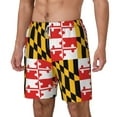 thumbnail image 5 of Men's 2 in 1 Swim Trunks with Compression Liner Maryland Flag Quick Dry Beach Shorts, 5 of 6
