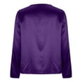 thumbnail image 6 of YUGYXL Fall Satin Blouse for Women Long Sleeve Business Shirts Elegant Silky Work Dressy Tops Casual V-Neck Basic Tees Purple XL, 6 of 7