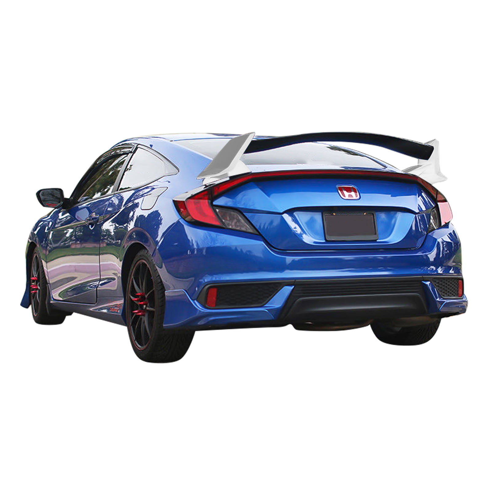 Ikon Motorsports Trunk Spoiler Compatible With 2016-2020 Honda Civic 2-Door  Coupe, Painted #B593M Brillant Sporty Blue Metallic Type R ABS Plastic