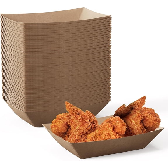 Paper Food Trays – 100 Pack Disposable Paper Boats for Snacks, French Fries, Nachos, Hot Dogs, and BBQ, Grease-Resistant Serving Holders for Parties and Food Trucks