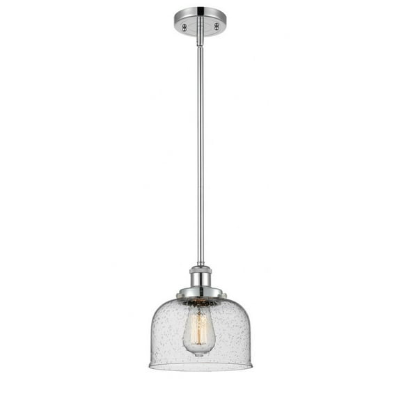 916-1S-PC-G74 Innovations Lighting Bell - 1 Light Stem Hung Mini Pendant In Industrial Style-10 Inches Tall and 8 Inches Wide-Polished Chrome