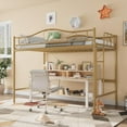 thumbnail image 3 of Loft Bed Twin Size with Removable Ladder & Full Safety Guardrail, Twin Loft Bed Heavy-Duty Metal Frame 400 Lbs Weight Capacity, Space Saving, No Box Spring Needed & Noise Free, Gold, 3 of 7