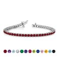 thumbnail image 1 of Pulsera de Tenis JeenMata 3 Quilates con Piedra Natal de Enero y Granate Chapado en Oro Blanco para Mujer, 1 of 6