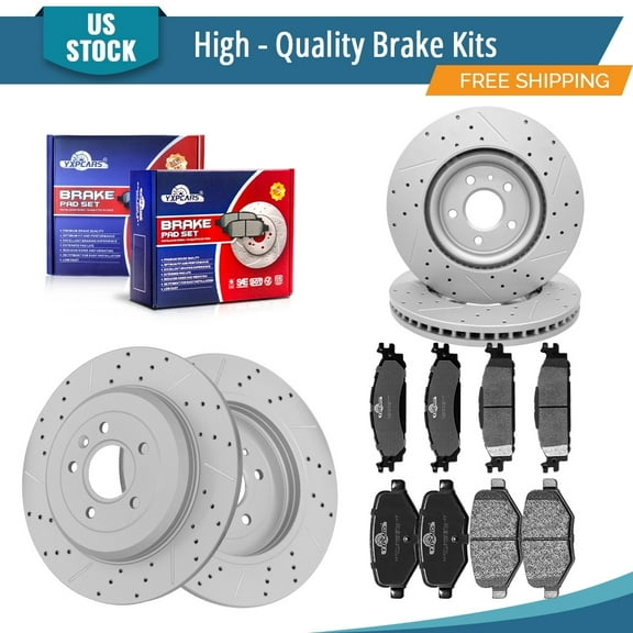 YXPCARS 12PCS Brake Kits, Brake Rotors Ceramic Brake Pads for Ford Explorer Flex Taurus Lincoln MKT MKS, Front Rear (54171, 54165, D1508, D1377)