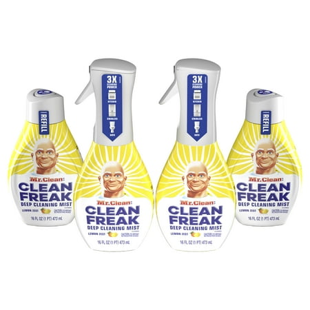 Mr Clean Clean Freak Deep Cleaning Mist Spray, Lemon Zest, 2 Starter Kits, 2