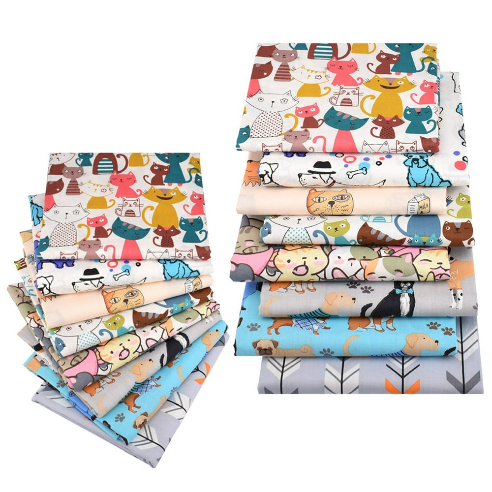 Walbest 8 Pack Cute Cats Print Cotton Sewing Cloth Bundles Fabric Pre