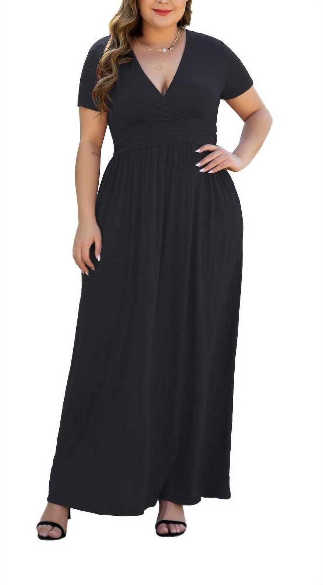 Aiyino Women's Plus Size Maxi Dress, Black photo 3