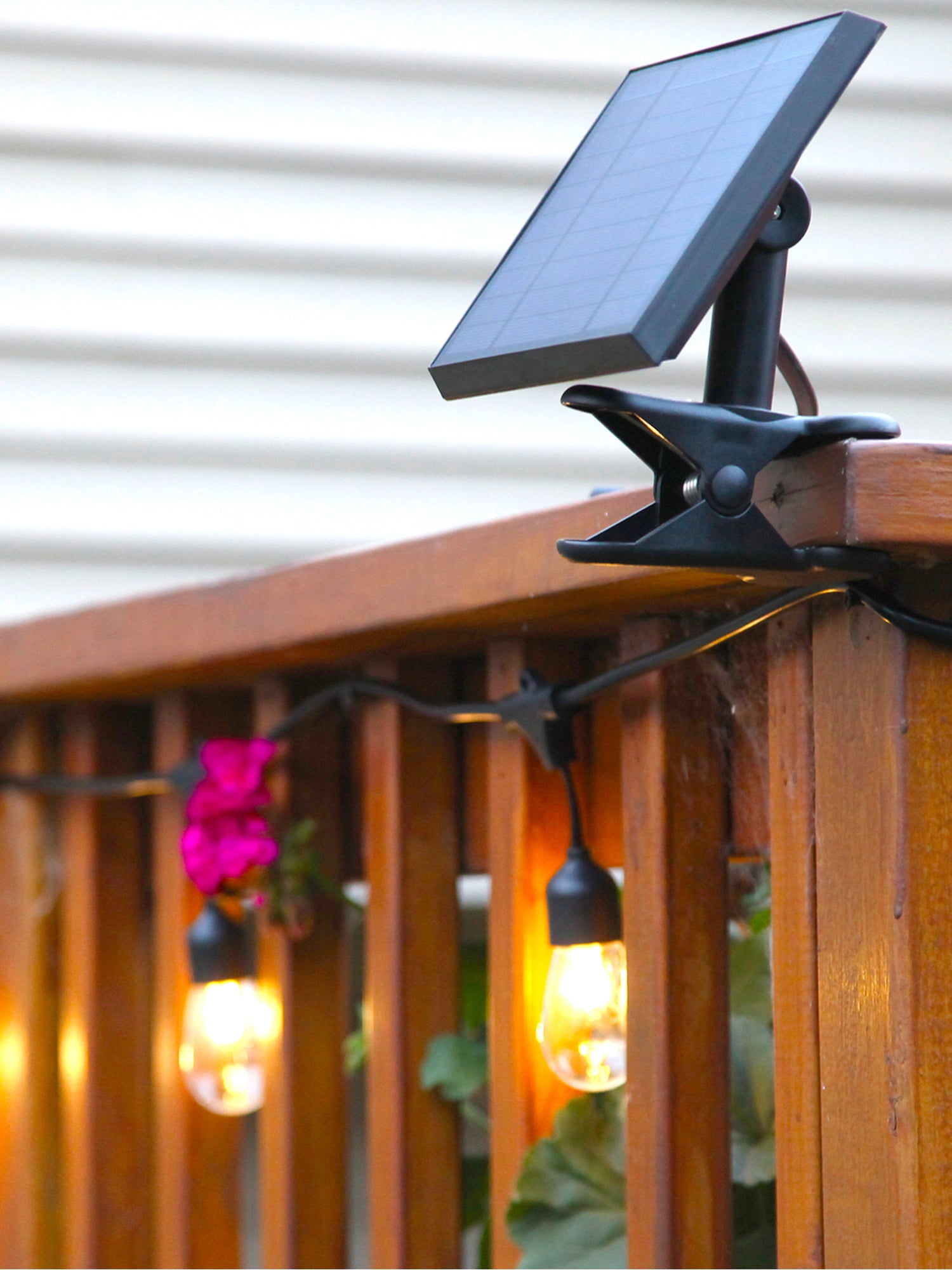 Brightech Ambience Pro Solar Powered LED Outdoor String Lights 27 ft, Waterproof Shatterproof 1W Edison Bulbs with Remote Control for Patio, Porch, Backyard, 3000K Neutral White