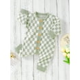 thumbnail image 5 of Musuos Baby Girl Boy Knitted Jumpsuit, 3 6 12 18 24M Checkerboard Round Neck Long Sleeve Button Up Rompers for Toddlers, 5 of 10