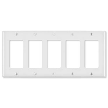 Leviton LV80423x-LV80423W Decora Wallplate- White - 5 Gang
