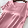 thumbnail image 2 of POIUYTR Women Summer Satin Pajamas Tshirts Casual Smooth Short Sleeve Crewneck Shirts Casual Loose Pj Tops, 2 of 6