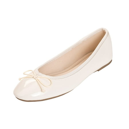 

Feversole Women s Macaroon Colorful Memory Foam Cushion Insock Patent Ballet Flat Beige 6.5 M US