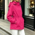thumbnail image 4 of WRKEKC Windbreaker Jackets for Women Solid Color Hooded Long Sleeve Zip Up Drawstring Waist Windproof Outdoor Coat, 4 of 7