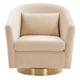 thumbnail image 2 of SAFAVIEH Couture Clara Contemporary Velvet Quilted Swivel Tub Chair, Cream, 2 of 7