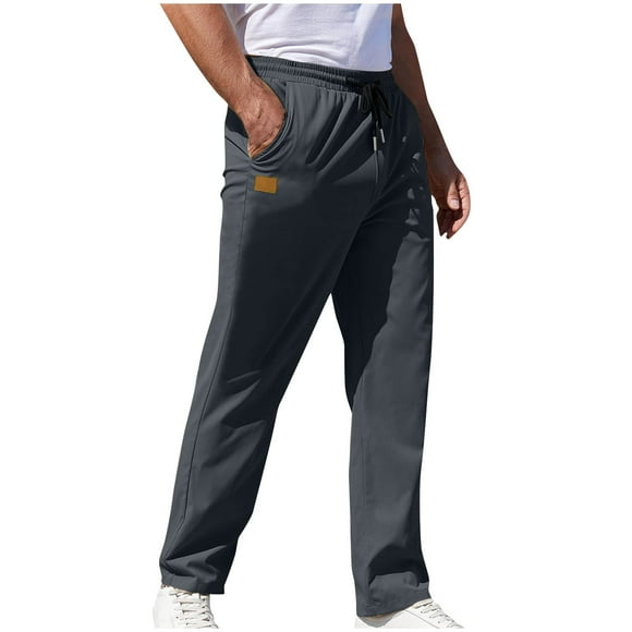 EGNMCR Men's Lightweight Pants, Cargo Pants Men, Linen Pants Men Men Solid Casual Pockets Elastic Waist Outdoor Straight Type Fitness Pants Cargo Pants Trousers Men Pants