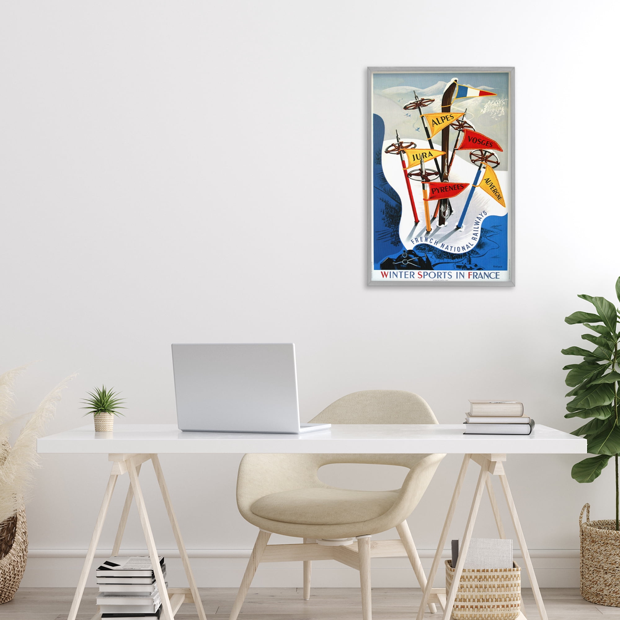 Stupell Industries Winter Sports In France Gray Framed Giclee Art, design by Vintage Posters