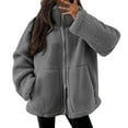 thumbnail image 2 of Karoyedx Womens Winter Coat Women's Fashion Winter Coats Sherpa Fleece Shearling Oversized Trendy Jackets Warm Outerwear Clothing Dark Gray Size,2XL, 2 of 6