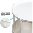thumbnail image 4 of Round Sofa Side Table End Table with Storage Fabric Basket for Living Room Bedroom Removable Tabletop Home Nightstand, White, 4 of 8