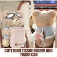 thumbnail image 4 of Cute Car Trash Can with Tissue Holder 2-in-1 Cartoon Bear Plush Tissue Box Vehicle Decoration Console Stuffed Animal Organizer Plush Doll, 4 of 9