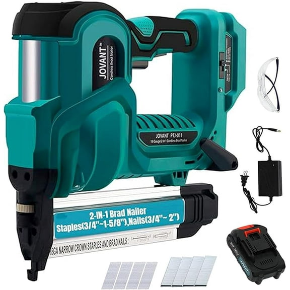 2-IN-1 Power Brad Nailer Cordless with 20V Battery,18-Ga Nail Gun Battery Powered,Compact Cordless Nail Gun/Portable Bag