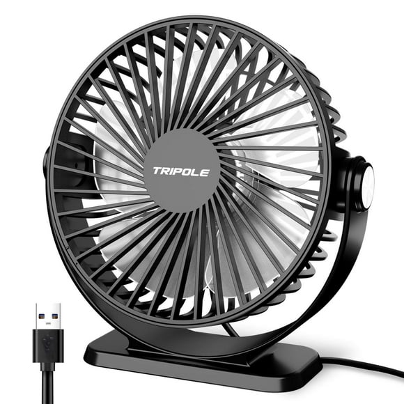 Ventilador de escritorio TriPole, pequeño, portátil, alimentado por USB, 3 velocidades