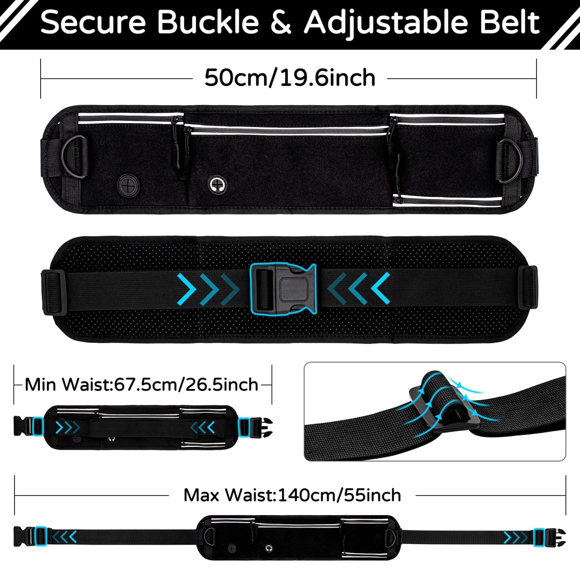 4 in 1 Hands Free Waist Dog Leash, Waist Leash for Dog Walking, Waist Running Leash with Zipper, Walking Pouch for Dog Walking,Reflective Dual Padded Handles Walking Leashs, Bungee Retractable Leash