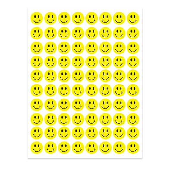 Hygloss 240 Happy Smiley Face Stickers – 1/2" Yellow Dot Labels, 3 Sheets