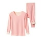 thumbnail image 1 of Conjuntos de ropa interior térmica para mujer, jersey liso informal de cuello redondo, alta elasticidad, conjuntos de ropa interior cálida, pantalones de poliéster, blusa para mujer, 1 of 2