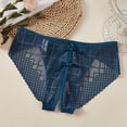 thumbnail image 2 of Womens Underwear, Women's Sexy Underwear Lace Cutout Sheer Bow Tie Crotchless Panties Naughty Breathable Stretch Erotic Briefs With Bow Blue XL, 2 of 3