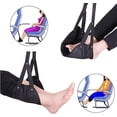 thumbnail image 3 of Almohadilla para pies negra Almohadilla para pies portátil para avión de viaje Hamaca para pies Almohadilla para pies de viaje Hamaca para piernas con correas ajustables, adecuada para viajes y oficina Sailing Electrónica, 3 of 5