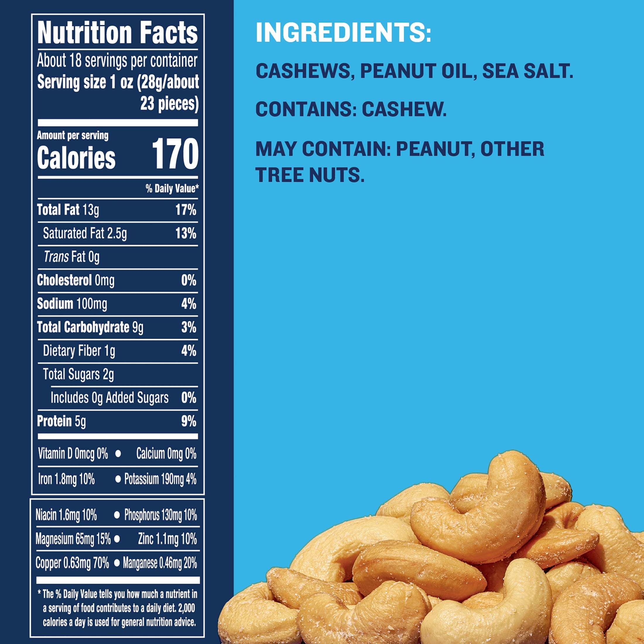 (6 pack) PLANTERS Deluxe Salted Whole Cashews, Party Snacks, Plant Based Protein, 18.25 oz Steel Can