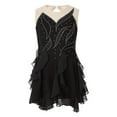 thumbnail image 2 of iixpin Kids Girls Lyrical Dance Dress Mesh Spliced Sleeveless Figure Skating Dresses Competition Dancewear Black 14, 2 of 6