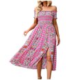 thumbnail image 1 of EQWLJWE Robes d'Été pour Femmes 2023 Mode Féminine Décontractée Printemps et Été Robe Sans Manches à Épaules Dénudées Robe à Imprimé Floral Liquidation Robes pour Femmes, 1 of 8
