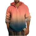 thumbnail image 1 of ameIAEA Mens Fall Hooded Sweatshirts Long Sleeve Button Pullover Tops Gradient Color Casual Shirts, 1 of 4