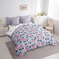 thumbnail image 4 of Manfei Blue Pink Cherry 7 Pieces Bedding Comforter Set for Kids, Cartoon Polka Dots Full Bedding Set, Kawaii Summer Fruit Reversible Fitted Sheet Flat Sheet, Microfiber Bedroom Decor, 4 of 8