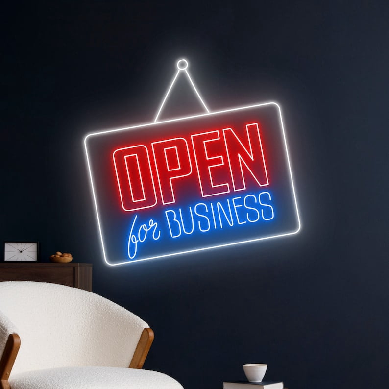 Handmadetneonsign Open For Business Led Sign, We Are Open Neon Sign, Open Led Light, Welcome Neon