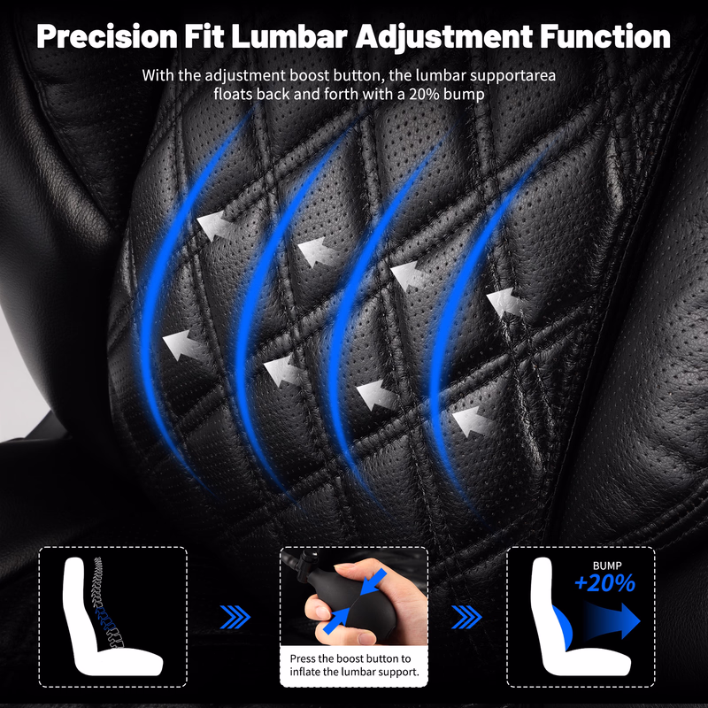 Qusaphy 800LBS Big and Tall Executive Office Chair, PU Leather Ergonomic Desk Chair with Adjustable Backrest and Thick Padded Cushion, Heavy Duty Chair for Home or Office Black