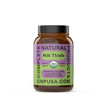 Organic Milk Thistle Capsules - 500 mg Pure Seed Powder 100 Pills Liver Detox, Heart Health, Kidney, Spleen Cleanse