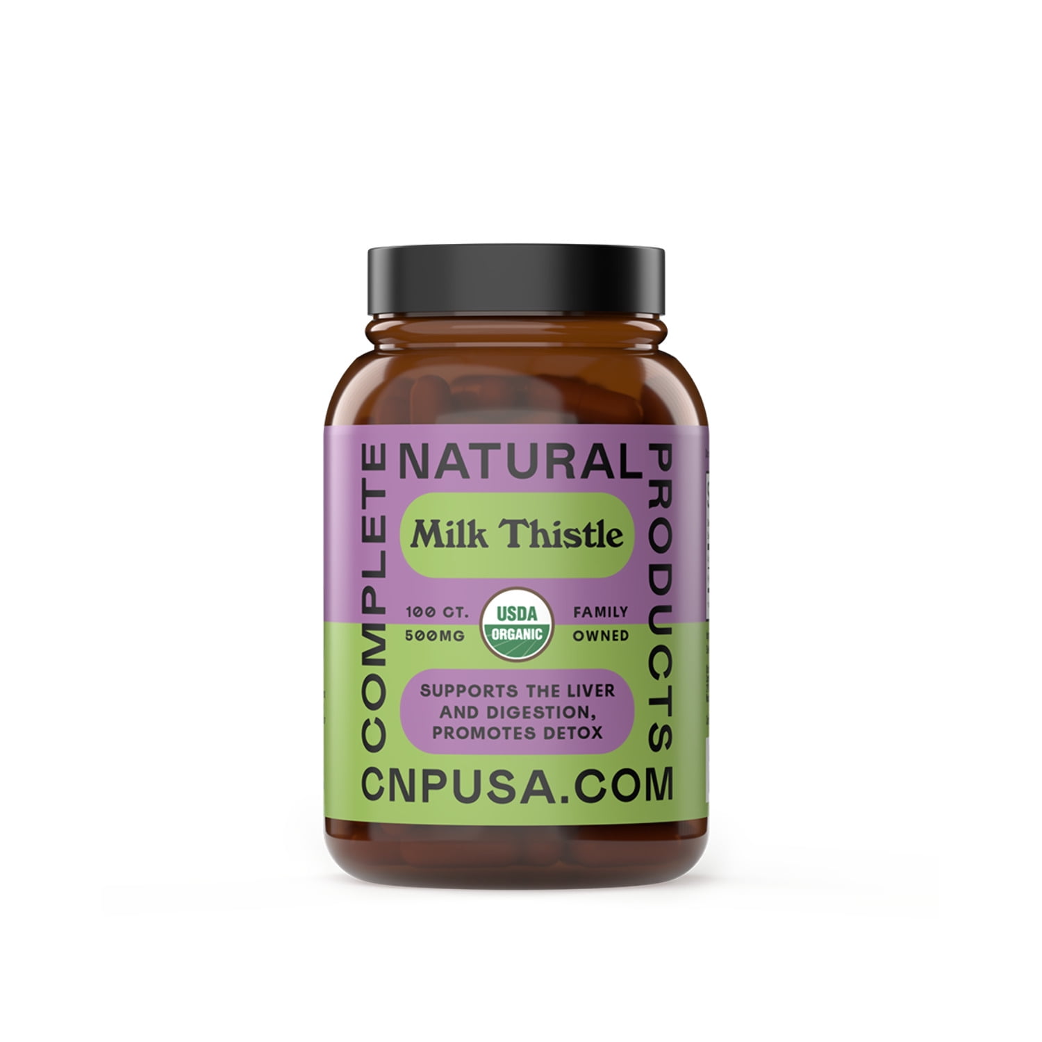 Organic Milk Thistle Capsules - 500 mg Pure Seed Powder 100 Pills Liver Detox, Heart Health, Kidney, Spleen Cleanse