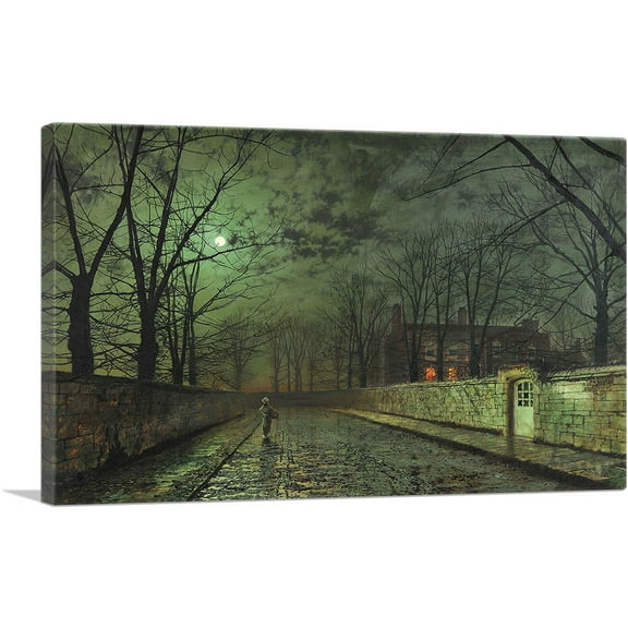 ARTCANVAS Silver Moonlight 1880 Canvas Art Print by John Atkinson Grimshaw - Size: 26" x 18" (0.75" Deep)
