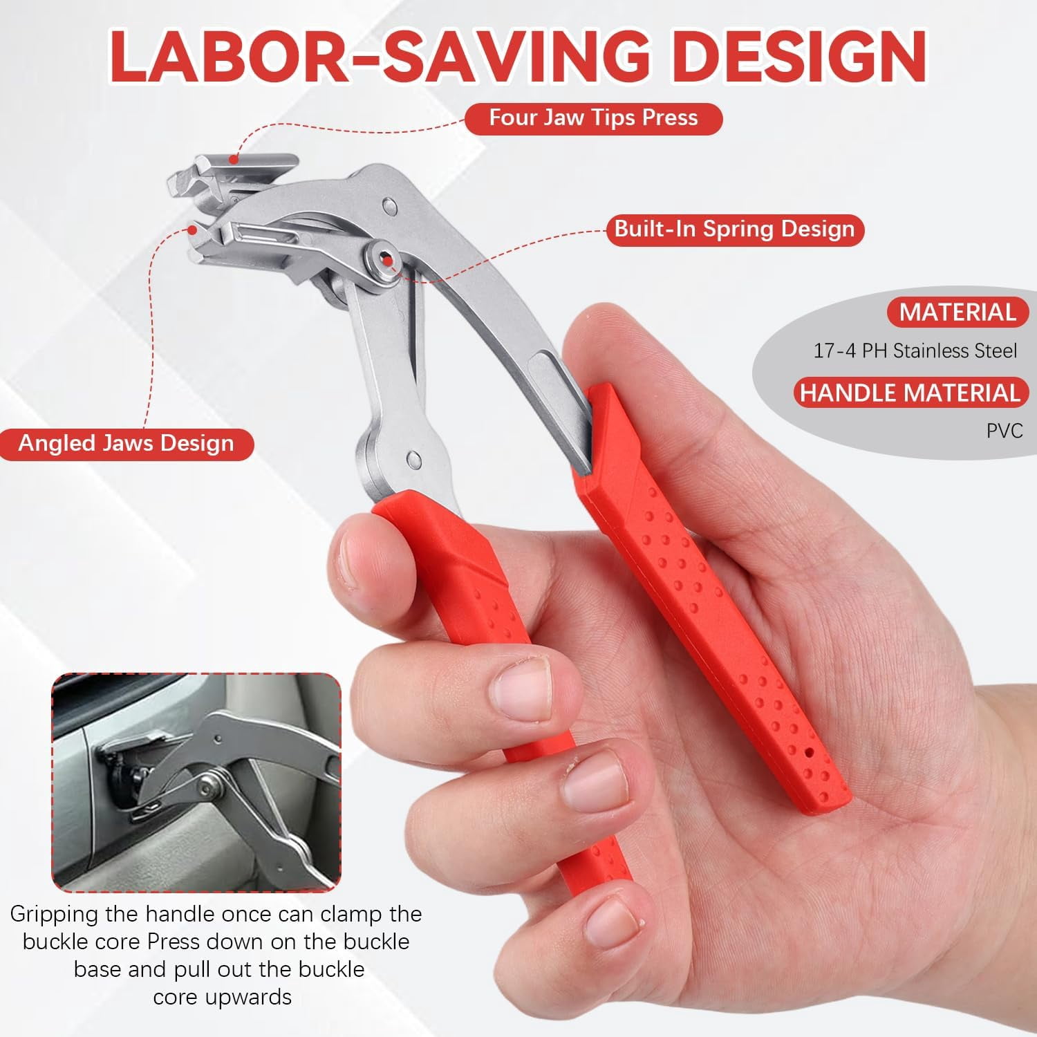 Car Clip Pliers & Trim Removal Tool,Spring-Loaded Fastener Rivet Remover,Clip Removal Pliers,Removing Automotive Fasteners Clips Without Damage for Auto Door Panels,Interior & Exterior Trim